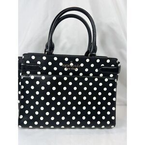 Kate Spade New York Staci Cameron Satchel Shoulder Tote Bag,Medium Blk White Dot